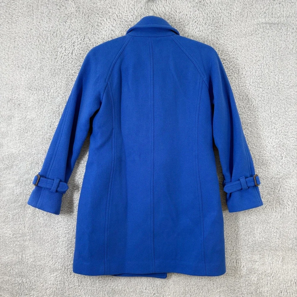J. Crew Boulevard Trench Stadium Cloth Wool Blend Peacoat Size 4P‎ Cobalt Blue - Picture 9 of 9
